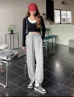 グレー ジョガーパンツ スウェット素材