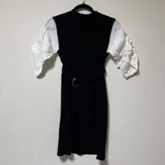 【CECIL Mc BEE】リブ編み半袖ニットワンピース