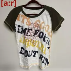 a:r エーアール グラフィック カーキ色 ラグラン Tシャツ 半袖 Ｌサイズのサムネイル