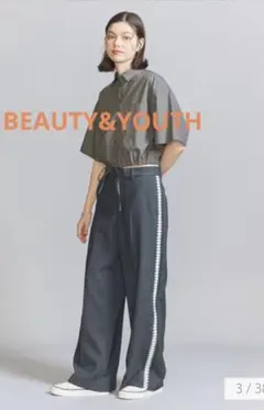 新品BEAUTY&YOUTH サイドエンブロイダリー パンツ