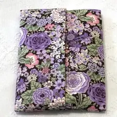 ハンドメイド　ポケットティッシュケース　薔薇　花柄　パープル