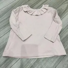UNIQLO トップス　フリル付きピンク長袖Tシャツ 80