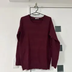 美品　VAN HEWLETT バーガンディ ニット長袖セーター　長袖ニット