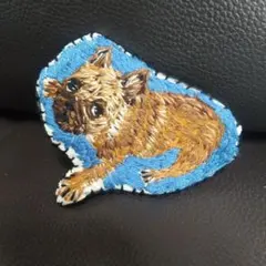 犬の刺繍 ブローチ(フレンチブルドック)