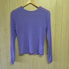 earth music&ecology パープル メッシュ長袖カットソー