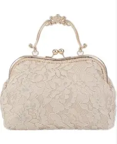 パーティーバッグ 結婚式 レディース ベージュ レース チェーン付