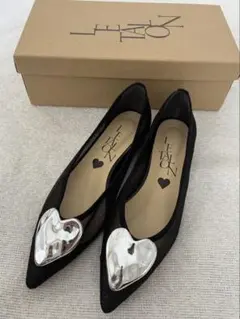 Le talon ハートモチーフ　フラット　パンプス　クロ※滑り止め付