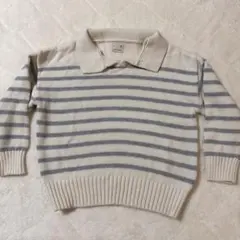petit main ボーダー ニット ラガーシャツ Mサイズ