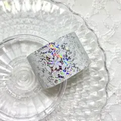 14 ポニーフック　ヘアカフ　オーロラカラー　レース柄（白）