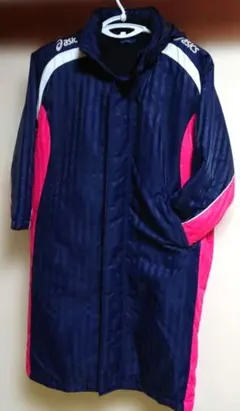 訳あり！asics フード付きベンチコート ネイビー/ピンク150サイズ！