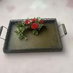 azi-azi オリーブグリーン トレイアンティーク加工　新品