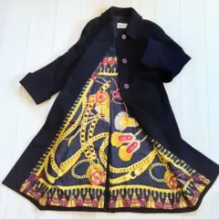 美品 HERNO 羊毛 カシミヤ 裏地総柄 シルク マキシロングコート L 黒 美品 HERNO 羊毛 カシミヤ 裏地総柄 シルク マキシロングコート