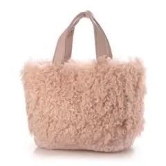 ショルダーストラップ付き2WAYカーリーファートートバッグ ピンクファー　新品