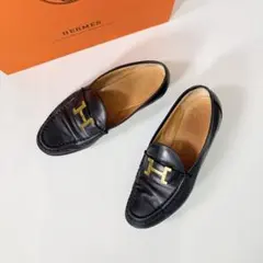 HERMES エルメス コンスタンス ローファー ゴールド金具 レザー ブラックのサムネイル