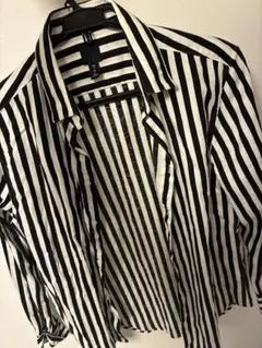 H＆M 白黒ストライプ 長袖シャツ