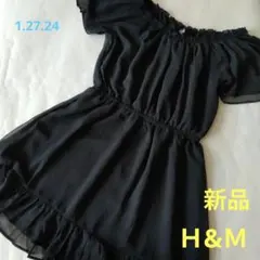【Ｈ&Ｍ】新品　黑　40サイズ　シフォンワンピース
