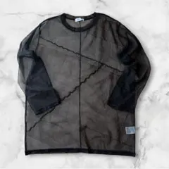 PAGEBOY ブラックラメ　メッシュ　長袖トップス