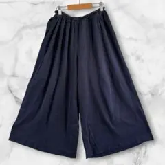 a2177【GIVENCHY Life】ワイドパンツ ガウチョ ウエストゴム紺F
