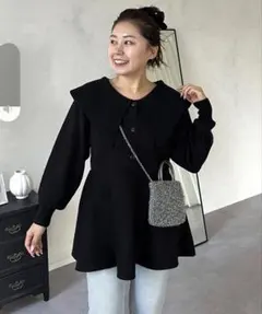 prose verse ビッグ襟ペプラムニットトップス　M