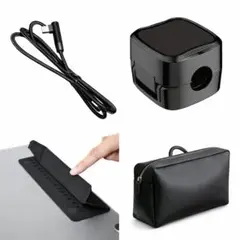 PCスタンド付 デスク整理4点セット ケーブル収納 ポーチ付き テレワーク