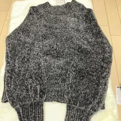 ベロアモールラグランニットセーター M 濃灰
