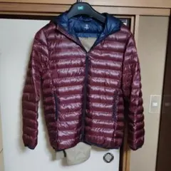 NAVY. バーガンディ フード付きダウンジャケット XXL