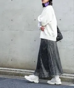 K*M様 ブラック　シルバー　ラメプリーツスカート　フリーズマート　Free's