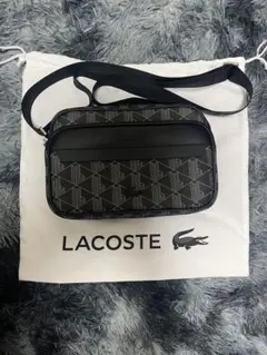 LACOSTE モノグラム ショルダーバッグ ブラック
