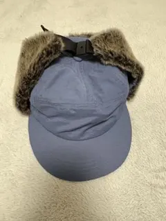 ファー付き青フライトキャップ