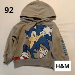 H&M ソニックプリント フード付トレーナー 92