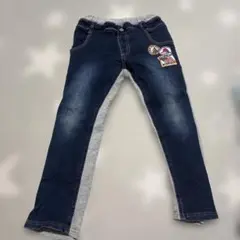 デニム・グレー パッチ付きロングパンツ