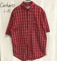 Carhartt　カーハート　刺繍　半袖シャツ　チェック柄　XL XXL　赤
