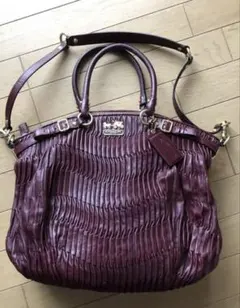 コーチ マディソン ギャザードレザー ソフィア パープル 2wayショルダー