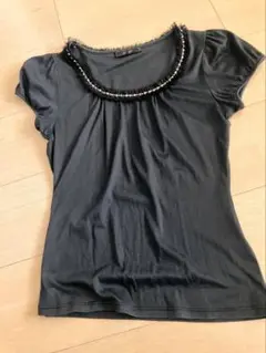 ef-de 黒 半袖Tシャツ ビーズ装飾