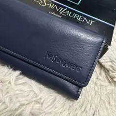 人気！ヴィンテージイヴサンローラン ネイビー×ゴールド金具 キーケース レザー製