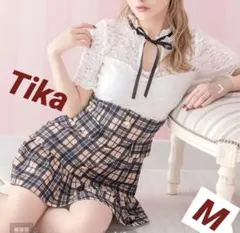 ティカ、キャバドレス、ラウンジ、パーティ、デート♡レース付きチェックフレア ~
