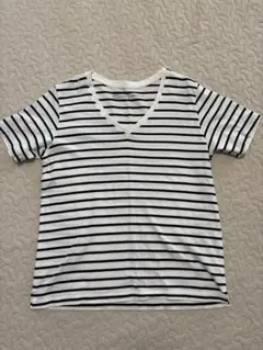 レディース ストライプ Vネック 半袖Tシャツ