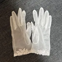 ウェディンググローブ クリアメッシュ刺繍付き