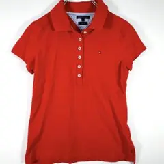 【美品】トミーヒルフィガー ポロシャツ 半袖 ロゴ刺繍 赤 M スリムフィット