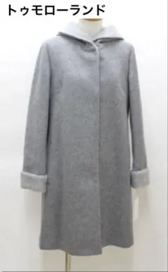 グレー フード付きウールコート