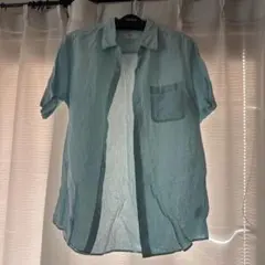 リネン 半袖シャツ Lサイズ 薄い青