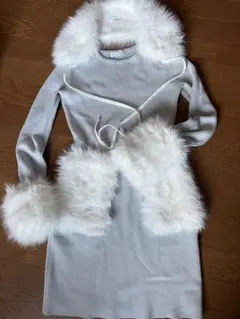 ダーリッチ ボリュームファーニットミニワンピース サックス FL