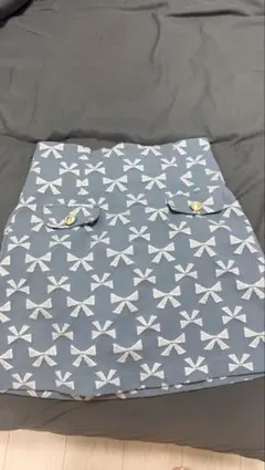 Redyazelリボン柄タイトスカート グレー