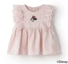 【petit main】Disneyコラボ　ミニーフリルチュニック100cm