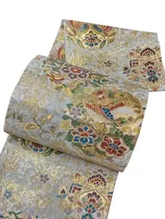 A9 美品　袋帯　六通柄　正絹　唐織　鳳凰　華紋　ゴールド　逸品