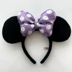 ディズニー ミニー スパンコール カチューシャ 紫 パープル