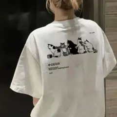 パロディTシャツ 未使用新品やくばらい猫Mサイズ コットン100％
