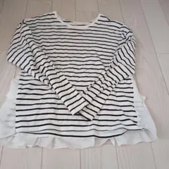 140サイズ 白黒ストライプ 長袖カットソー