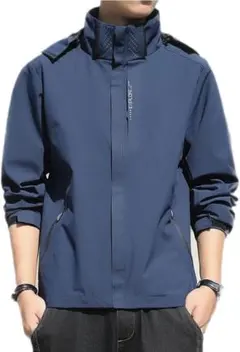 マウンテンパーカー ウインドブレーカー メンズ フード着脱可 撥水　M　ネイビー