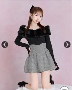 ミシェルマカロン 美脚スカート 千鳥柄 Sサイズ